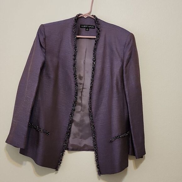 Albert nipon tweed. Beaded trim jacket size 16 - Picture 1 of 8